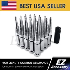 32 Twisted Spike Lug Nuts Chrome 14x1.5 | 8 Lug GMC Yukon Denali Sierra