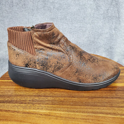 Bzees Boots Women's 11 M Brown Black Fabric Weekend Zip Up