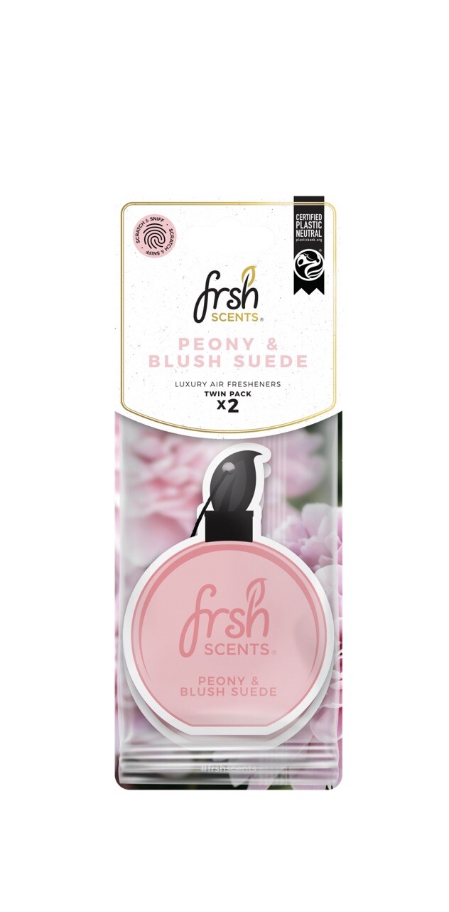 2 Pack FRSH Scents Car Air Freshener Peony Blush Suede Inspired By Jo