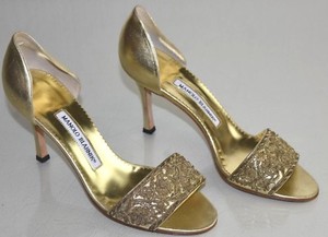 gold manolo blahnik shoes
