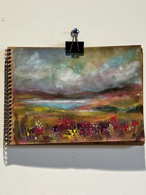 Abstrakte Landschaft Öl Pastell Gemälde. In verschiedenen Farben. A4 Format