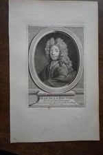 JEAN DE LA BRUYERE . PORTRAIT. ORIGINAL ENGRAVING. 1760
