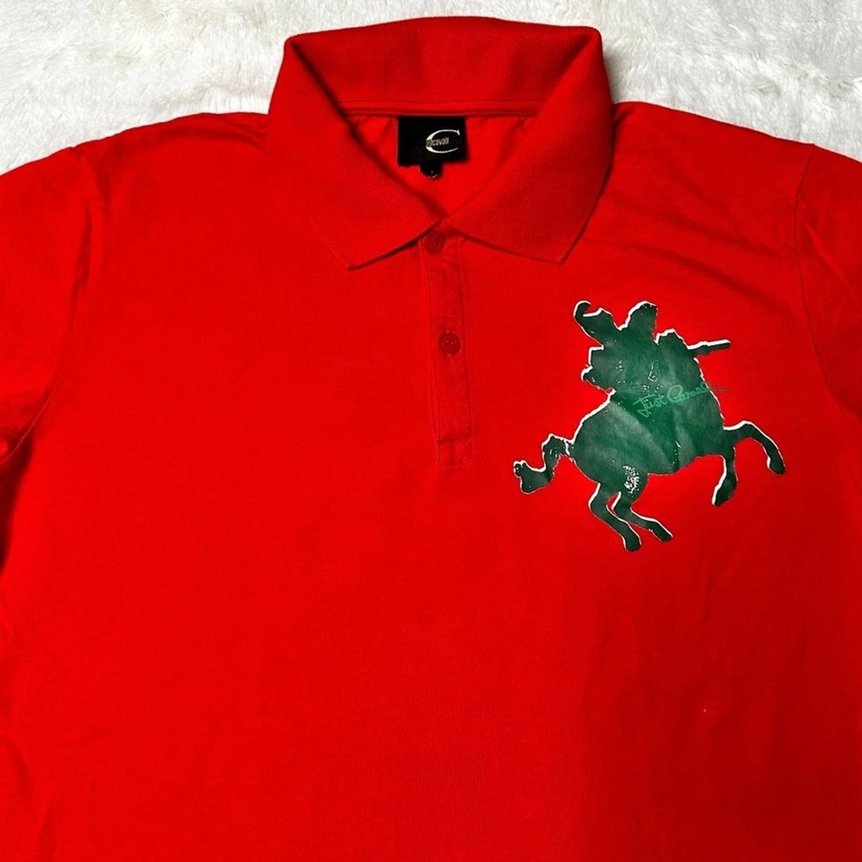 Just Cavalli Big Logo 短袖 Polo 衫深橙色男式 M 码 *测量 — 第 3/4 张图片