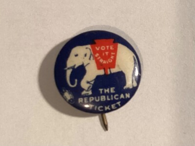 1924 Election Calvin Coolidge Elephant Button 5/8   Unlisted Hake