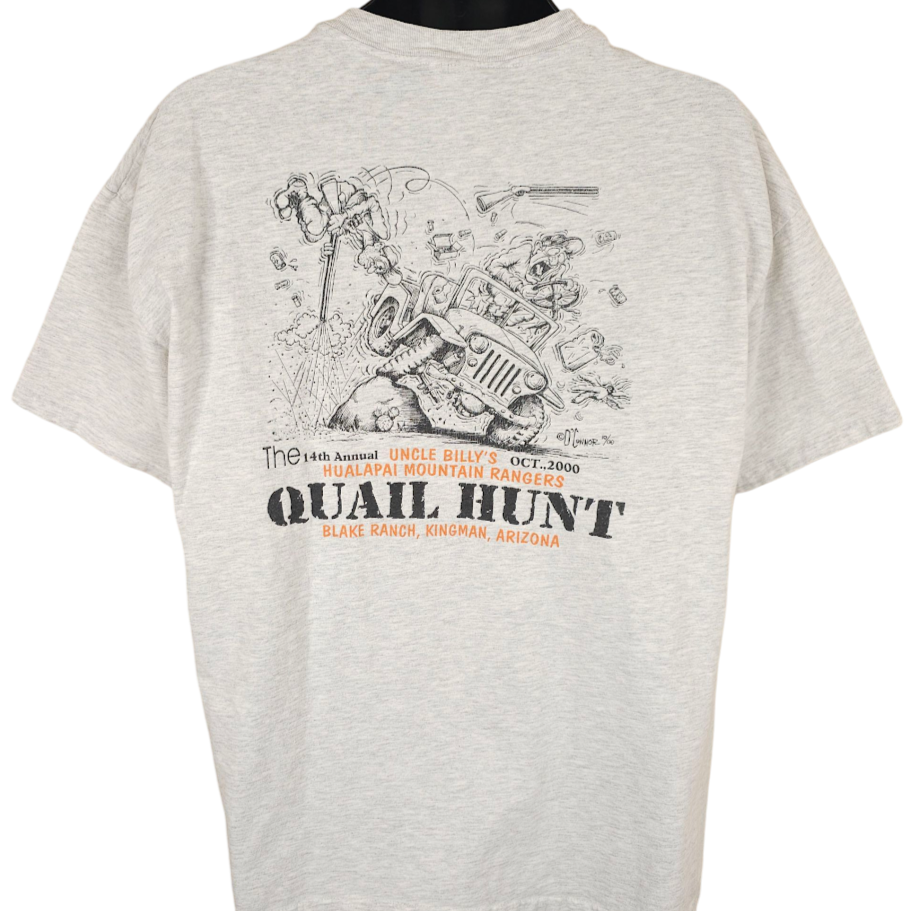 Vintage Quail Hunting T Shirt Mens Size XL Gray Y2K Hualapai