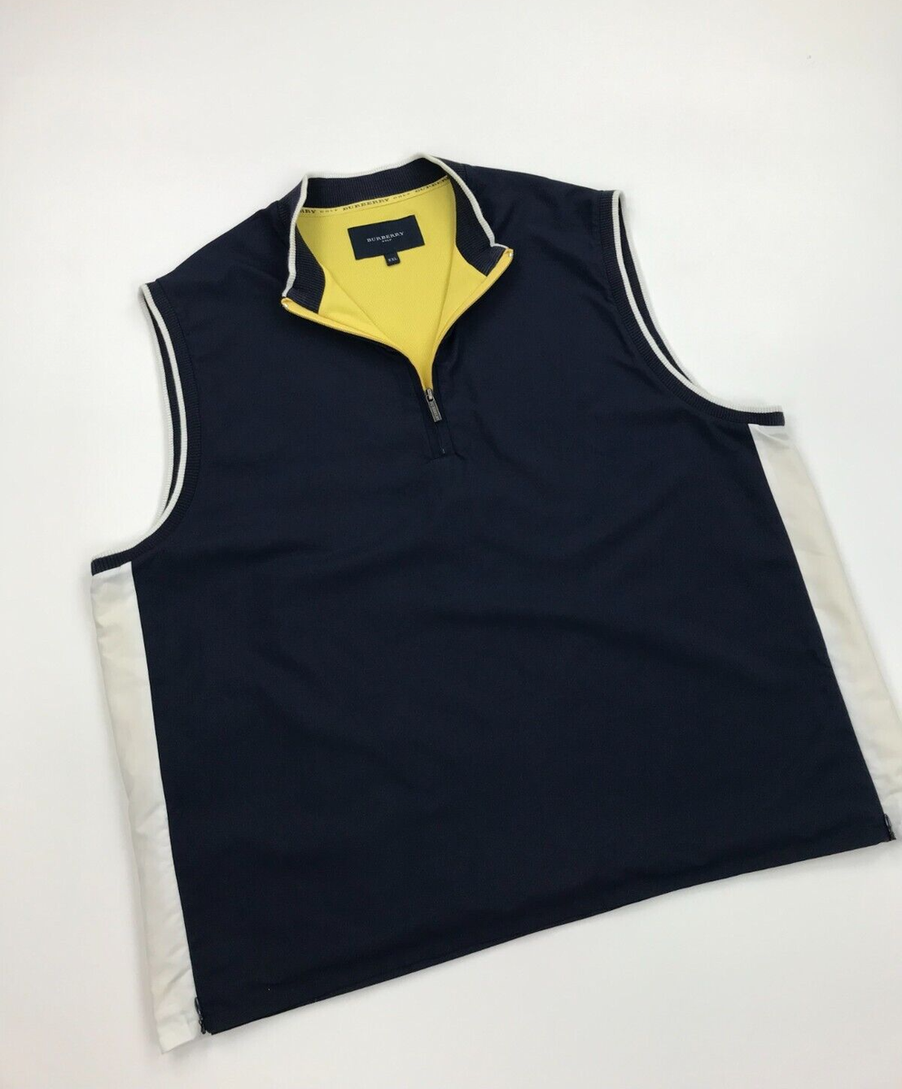 Men's Navy Blue Burberry Golf Gilet XXL 2XL Windbreaker 1/2 Zip