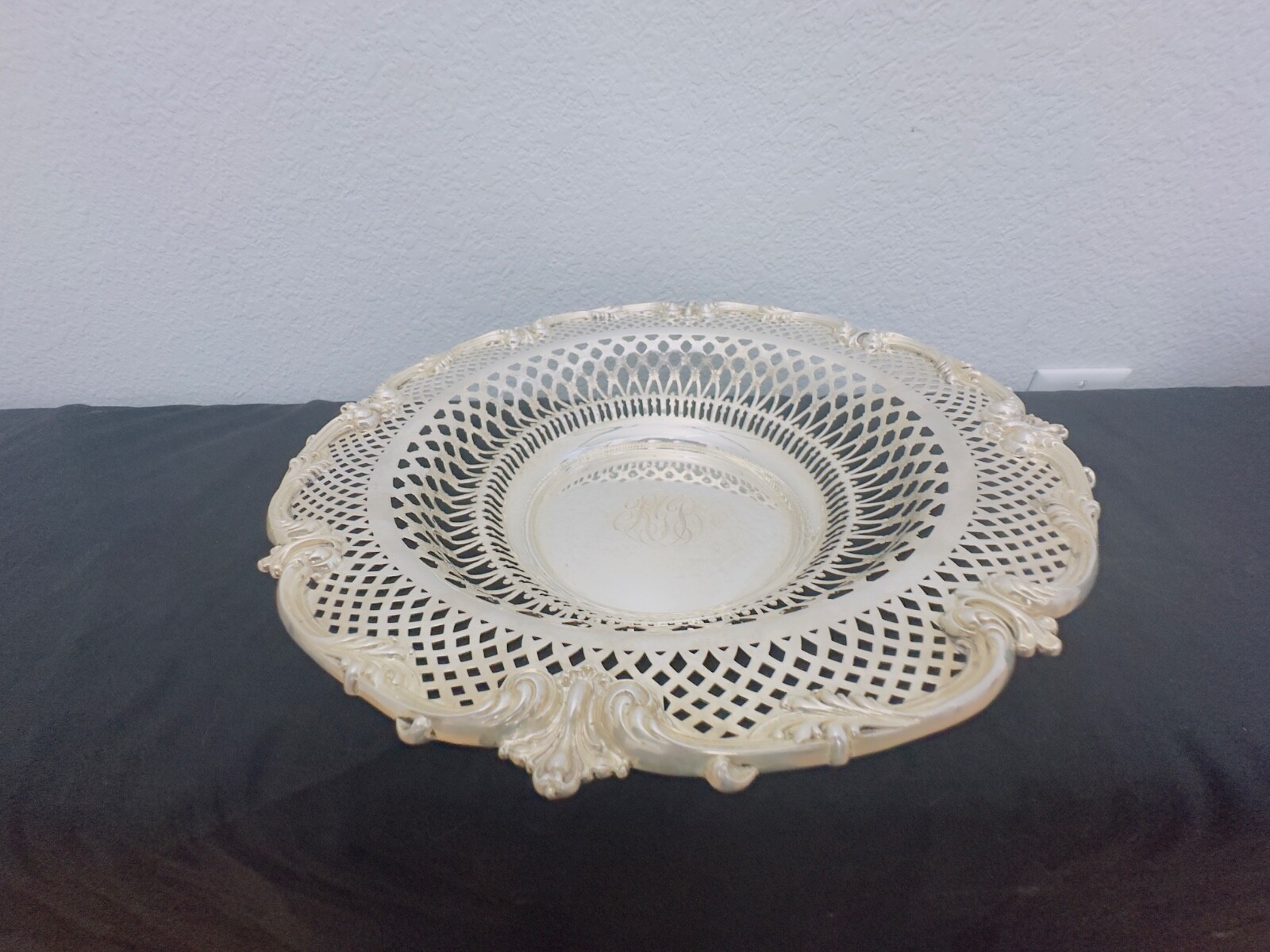 Black Starr and Frost Sterling Silver Mono Bread Basket