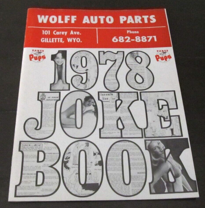 Vintage 1978 Wolff Auto Parts Pups Catalog Joke Book Pinup Gillette, WY Wyoming