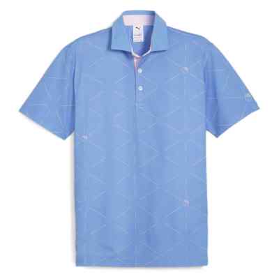 NWT Puma Ap X Geo Short Sleeve Polo Shirt Mens Blue Casual 62395104 Size XL