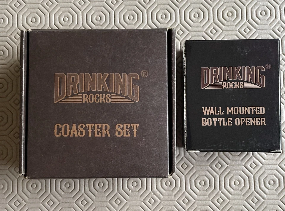 Drinking Rocks Coaster Set and Wall Mounted Bottle Opener - Image 3 of 4