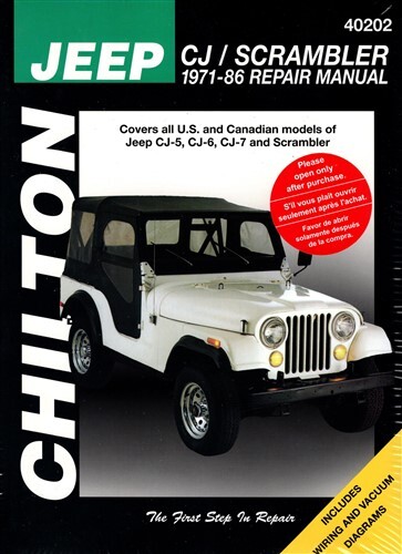 Jeep CJ Manual Servicio Reparación Tienda Chilton Libro CJ7 CJ5 CJ6 1971-1986