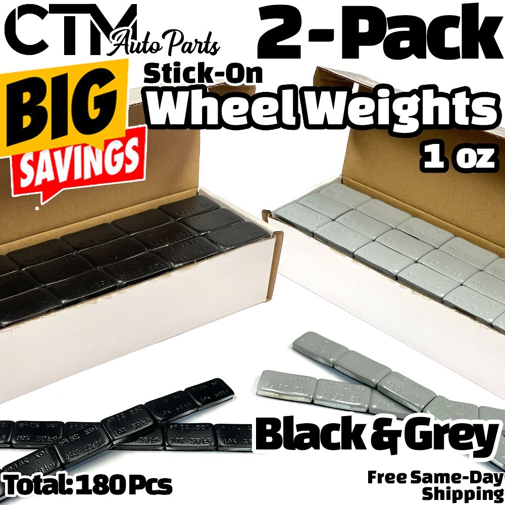 Lot De 2 Boîtes De Poids Autocollants Pour Jantes - 1/4 Oz (1152 Pièces Au Total) - Gris, Sans Plomb, Ruban Blanc - Pour Voiture, Moto, ATV
