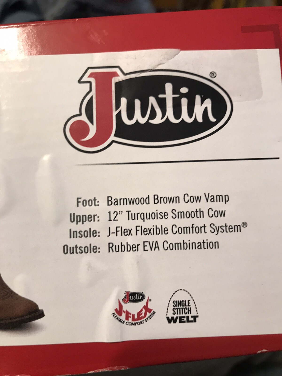 Justin Raya GY2904 Womens 8.5B Brown/Turquoise Leather Western Cowboy