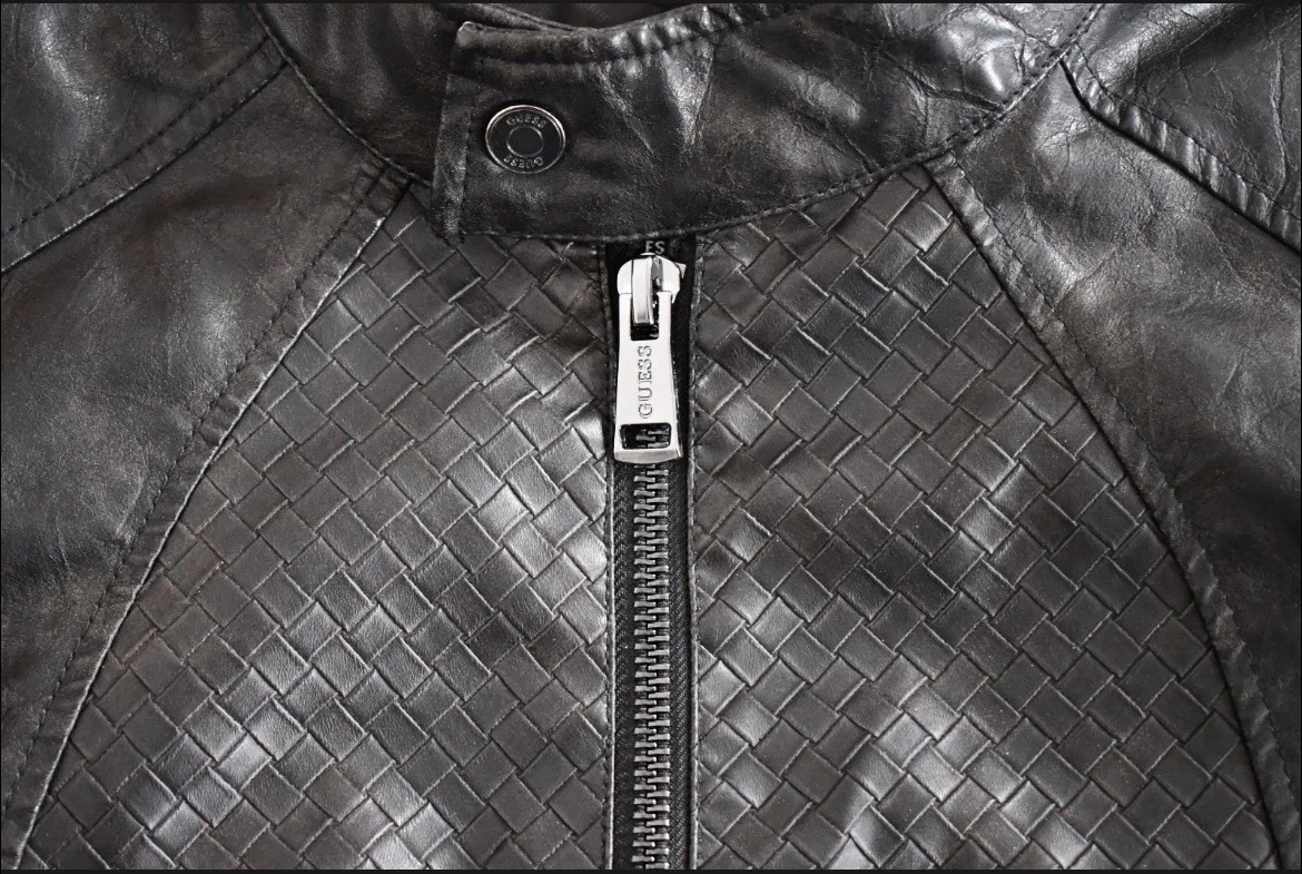 NWT GUESS Brown Bittersweet Cocoa Brad Biker Men’s Leather Zip-Up Jacket Size L - product detail image 9