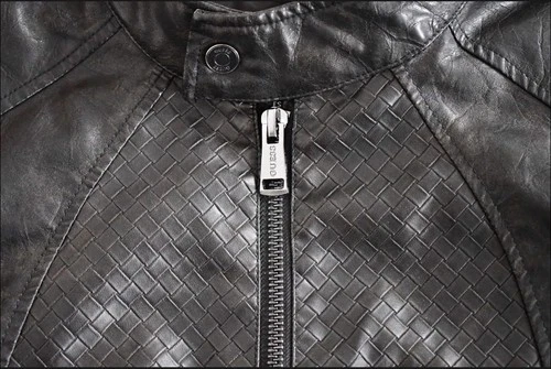 NWT GUESS Brown Bittersweet Cocoa Brad Biker Men’s Leather Zip-Up Jacket Size L image 9