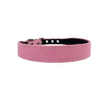 Mirage Pet Dog Collar S 11-13" Neck Pink Canvas Faux Leather Made in USA
