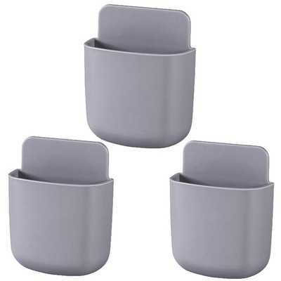 LVYOUIF 3 Pack Remote Control Holder Wall Mount Holders Hole-Free Phone Grey