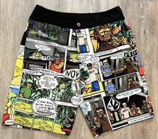 Volcom Reversible Comic Strip Board Shorts All Over Print Swim Trunks Size 30
