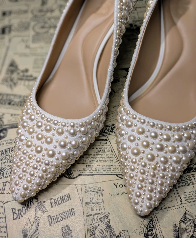 inc international concepts Pointed Toe Pearl Pump Heels In Cream Size 8.5 - Image 2 of 4