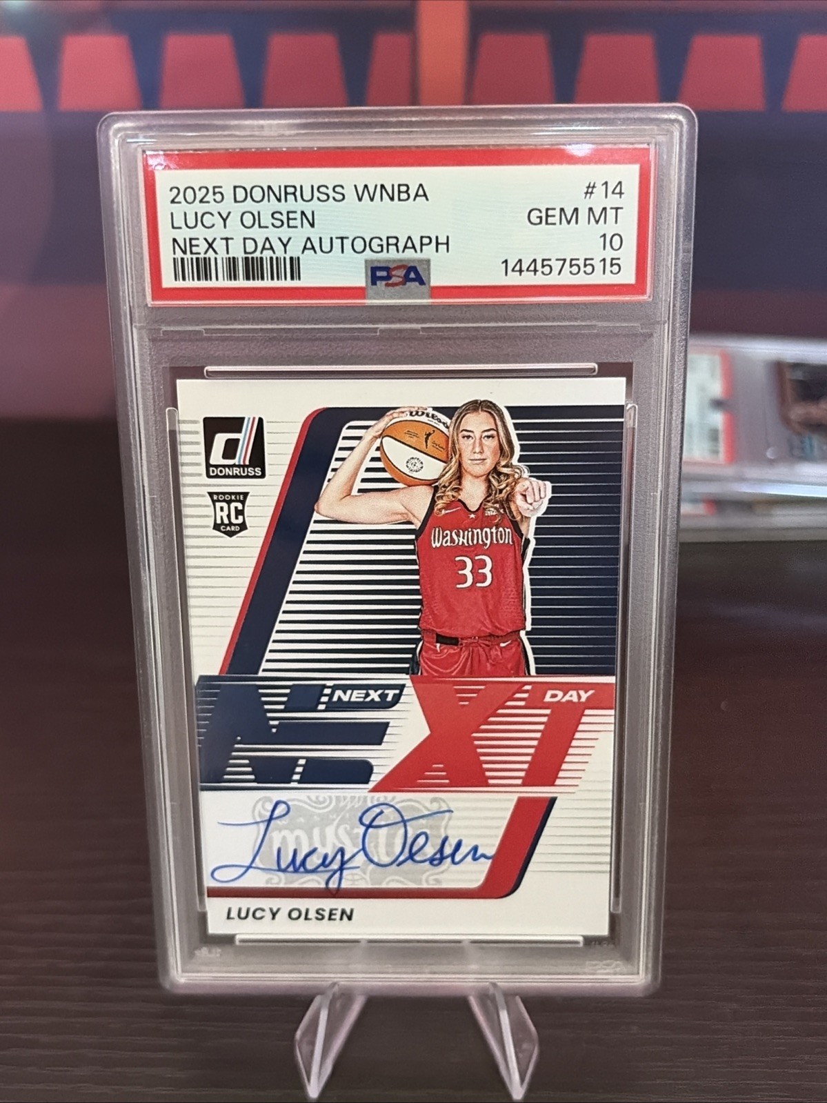 2025 WNBA LUCY OLSEN ON CARD AUTO Next Day PSA 10