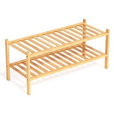 Bambou Meuble de Rangement  2 Niveaux Rangement Chaussure  68 x 28 x 32 cm  E...