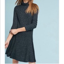 ANTHROPOLOGIE Saturday Sunday Gray Marled Turtleneck Sweater Dress Size Small