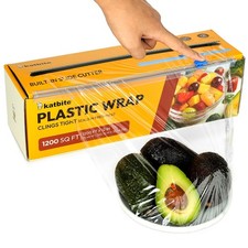 Plastic Wrap with Removable Slide Cutter, 12inch X 1200 Square Foot, Food Ser...
