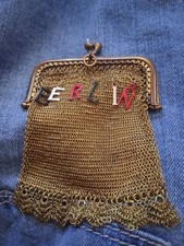 Antique Art Deco Evening Mesh Purse, Gold Plated Frame