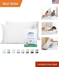 King Pillowcases Set of 2, 100 Cotton Pillow Cases, Bright White  20 40 inc...