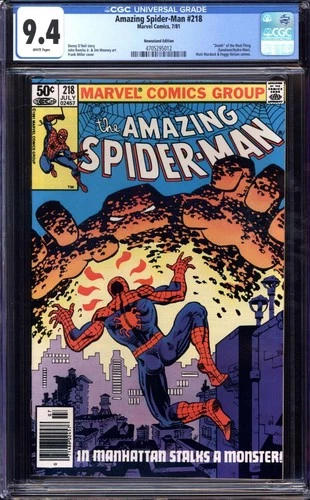 AMAZING SPIDER-MAN #218 CGC 9.4 WHITE PAGES // MARVEL COMICS 1981