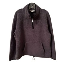 PINK BY VICTORIA'S SECRET GRAY SIZE LARGE SHERPA FLEECE 1/4 ZIP PULLOVER