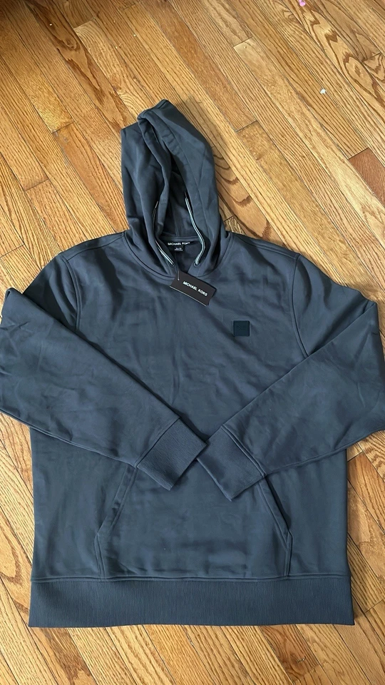 NWT Michael Kors Men’s Logo Sweatshirt Hoodie W/pockets Gray Size XL - Image 2 of 4