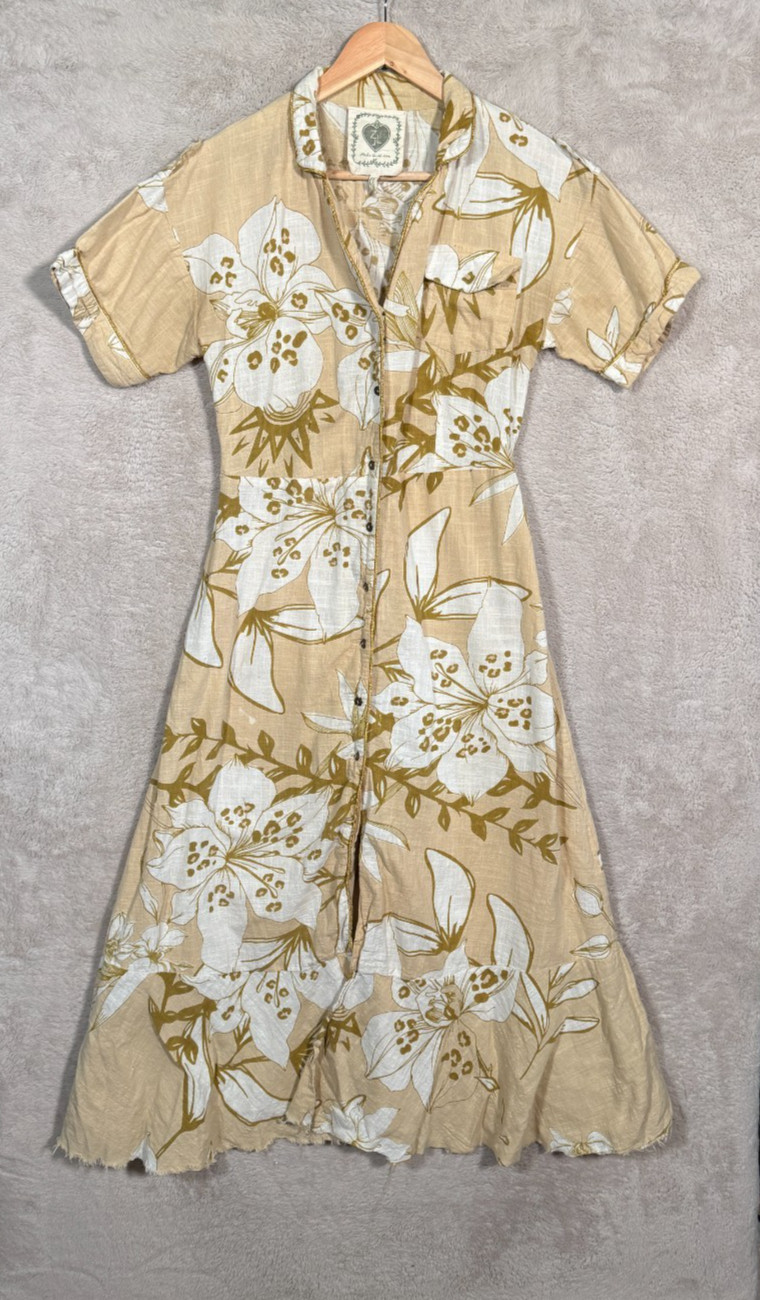 Z&L Europe Floral Maxi Shirt Dress Safari A-line Medium Buttoned
