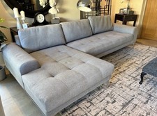 Light Grey Modern Corner Sofa with Chaise - Delivery Available