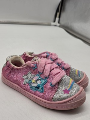 Peppa Pig Shoes Girls Size 8 Pink Glitter Memory Foam Sneakers Casual Rainbow
