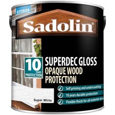 Image of Sadolin Superdec Opaque Wood Protection Super White Gloss 2.5 litre