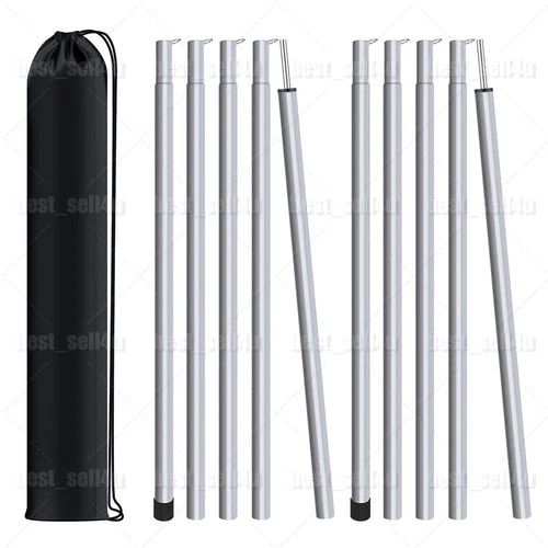 Set of 2PCS Tent Poles Adjustable Tarp Poles Steel Rods for Tarp Canopy Camping