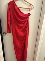 Sarin Mathews Red One Shoulder Maxi Dress