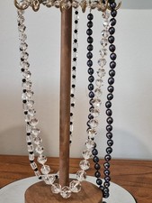 Vintage 14K White Gold Spinel Onyx Peacock Pearl Necklace Lot 3 USA Art Deco Era