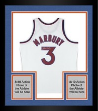 Framed Stephon Marbury Knicks Signed Mitchell & Ness 2002-2003 Swingman Jersey