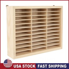 36 Grids Wooden Cassette Tape Storage Rack Display Holder Wall Mounted Showcase