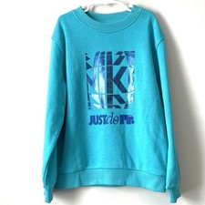 NEW Nike Just Do It Boys Girls Fleece Sweatshirt Long Sleeve Shirt Top Blue Sz M