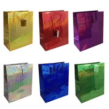 Allgala 12 Large Hologram Gift Bags 13x10" – Premium for Birthday & Holiday