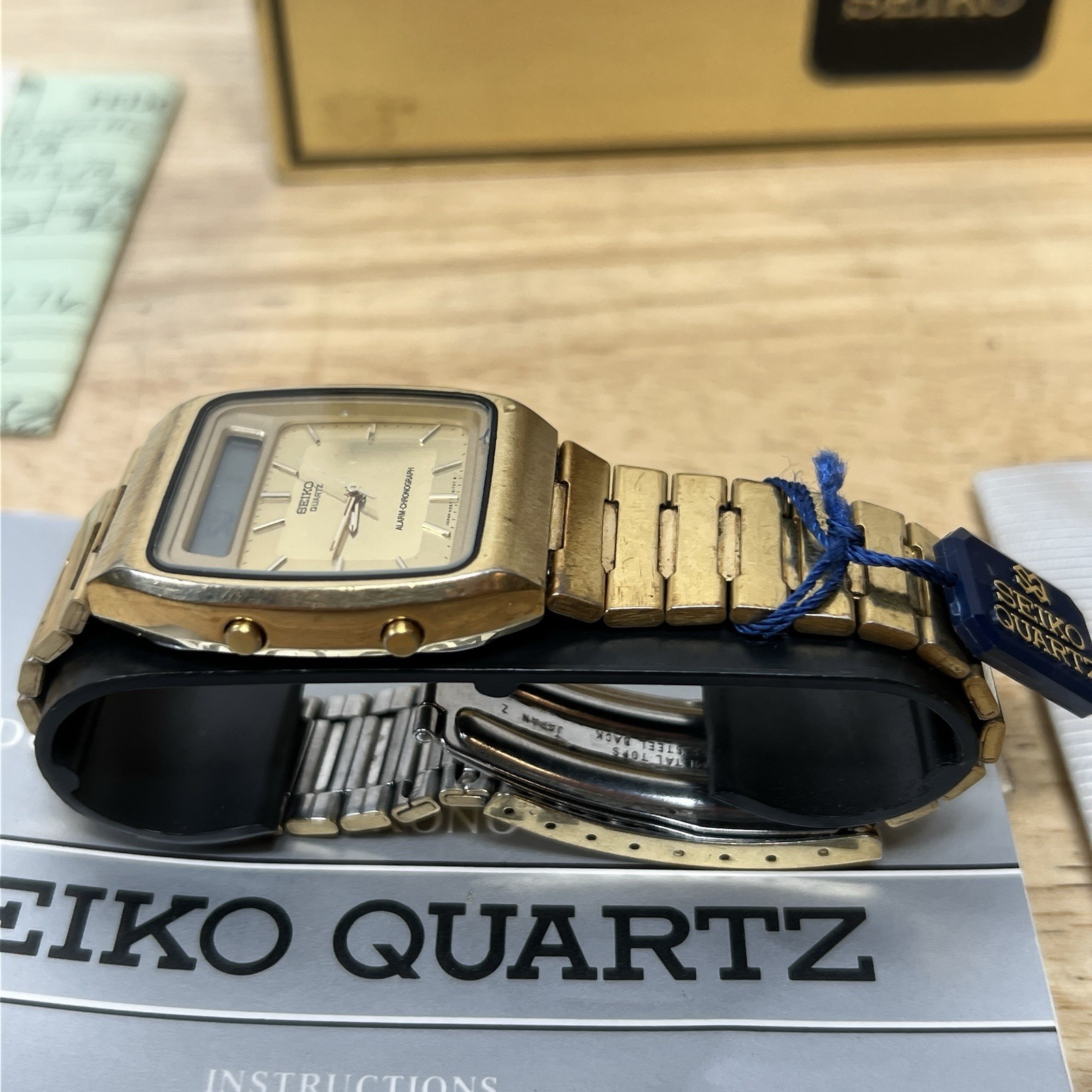 Rare Vintage Bond SEIKO Men Watch Dual Analog Digital H357-5109 Receipt + BOX image 10