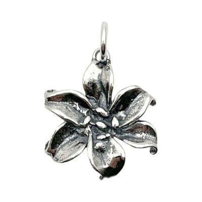 925 Sterling Silver Lily Flower Charm Pendant Handmade Flower Gift Women
