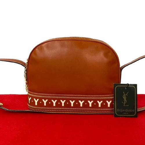 Yves Saint Laurent Leather Shoulder Bag YSL Logo Metal Cutout Hardware