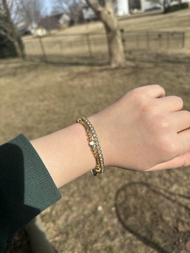 14K Natural 3 Carat Diamond Yellow Gold Tennis Bracelet - Picture 1 of 10