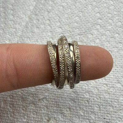 STERLING SILVER 925 MULTI-ROW CRISS-CROSS BAND RING SIZE 6.5 - 6.7G