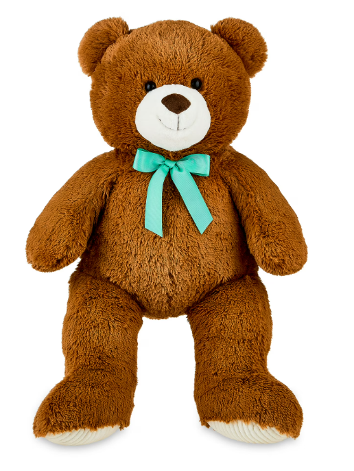 Bear Plush Toy with Ribbon, Brown, 36