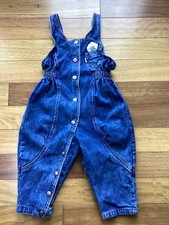 Vintage Little Levi's White Tab Blue Denim Pink Stitching ToddleOveralls Size 3T